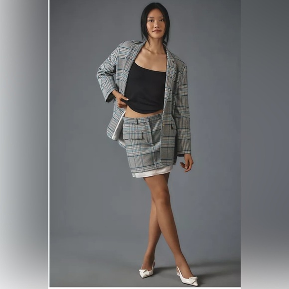 Anthropologie oversized blazer skirt set preppy dark academia cool girl 90’s - Picture 3 of 16